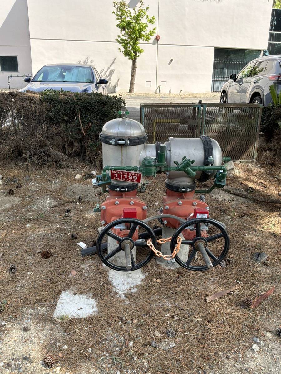 Backflow preventer testing at a Southern California business